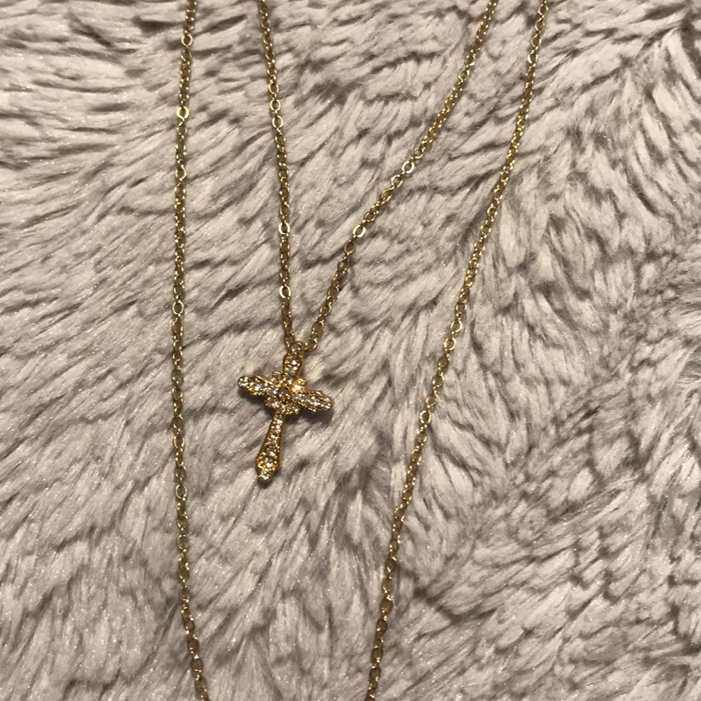 Layered cross necklace